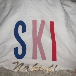 Wild fox “Ski Naked!” Cropped hoodie